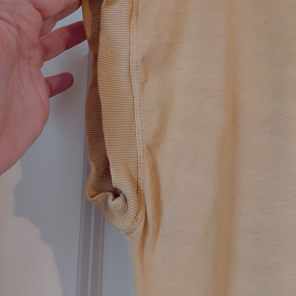 Lou & Grey Muted Mustard Yellow Supima Cotton Tee Curved Hem - Picture 5 of 6